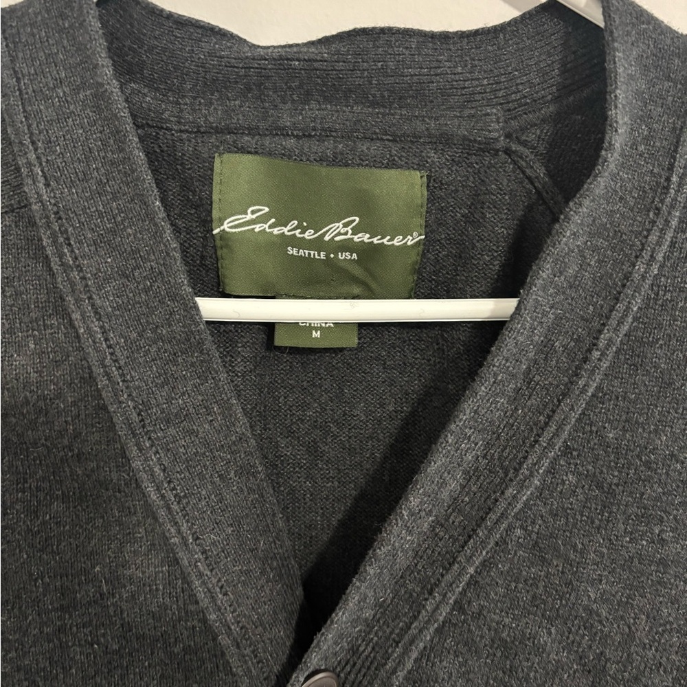 Eddie Bauer Men's Dark Gray Cardigan Sweater - Picture 3 of 3